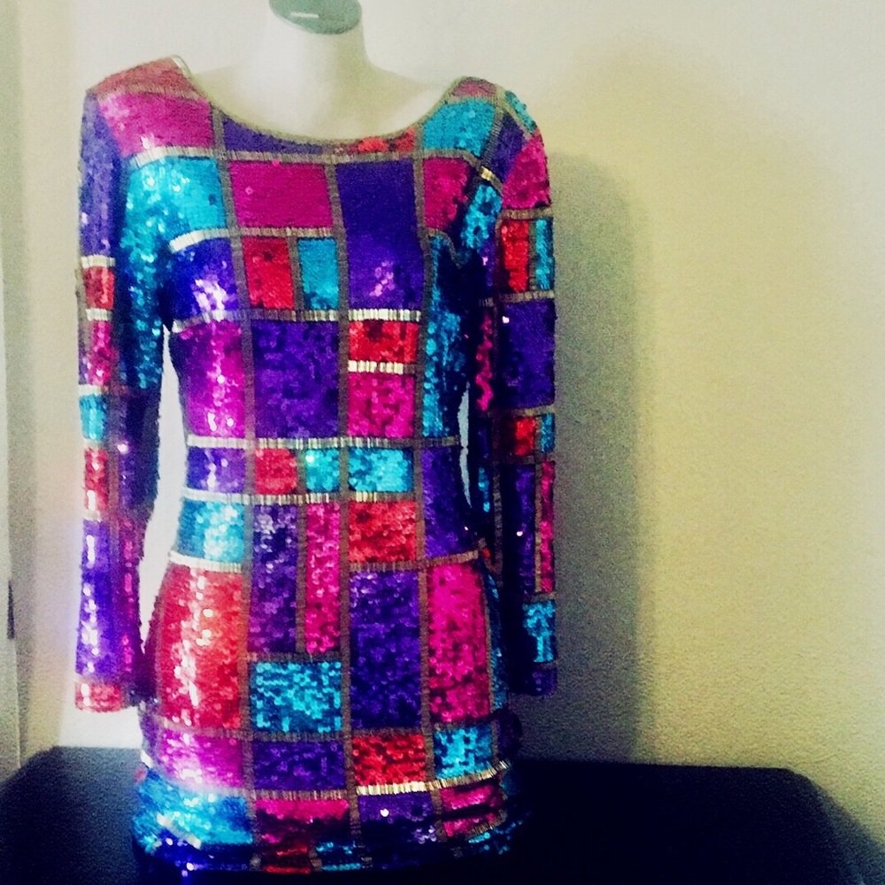 STUNNING Vintage Adrienne Vittadini Sequined Dress